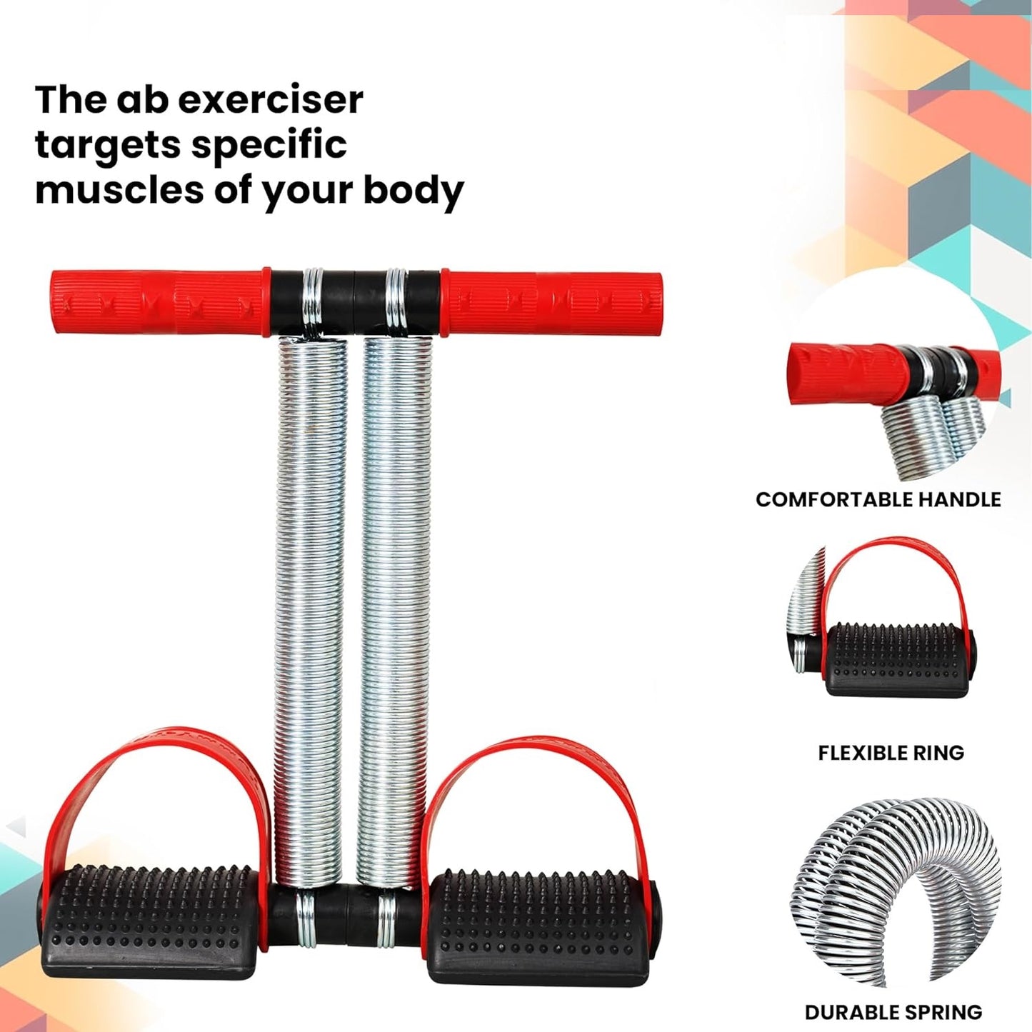 "Premium Double Spring Abdominal Tummy Trimmer for Men & Women - Home Gym Exercise Equipment for Belly Fat, Waist Trimmer, Core Workout Trainer (Red & Black)"