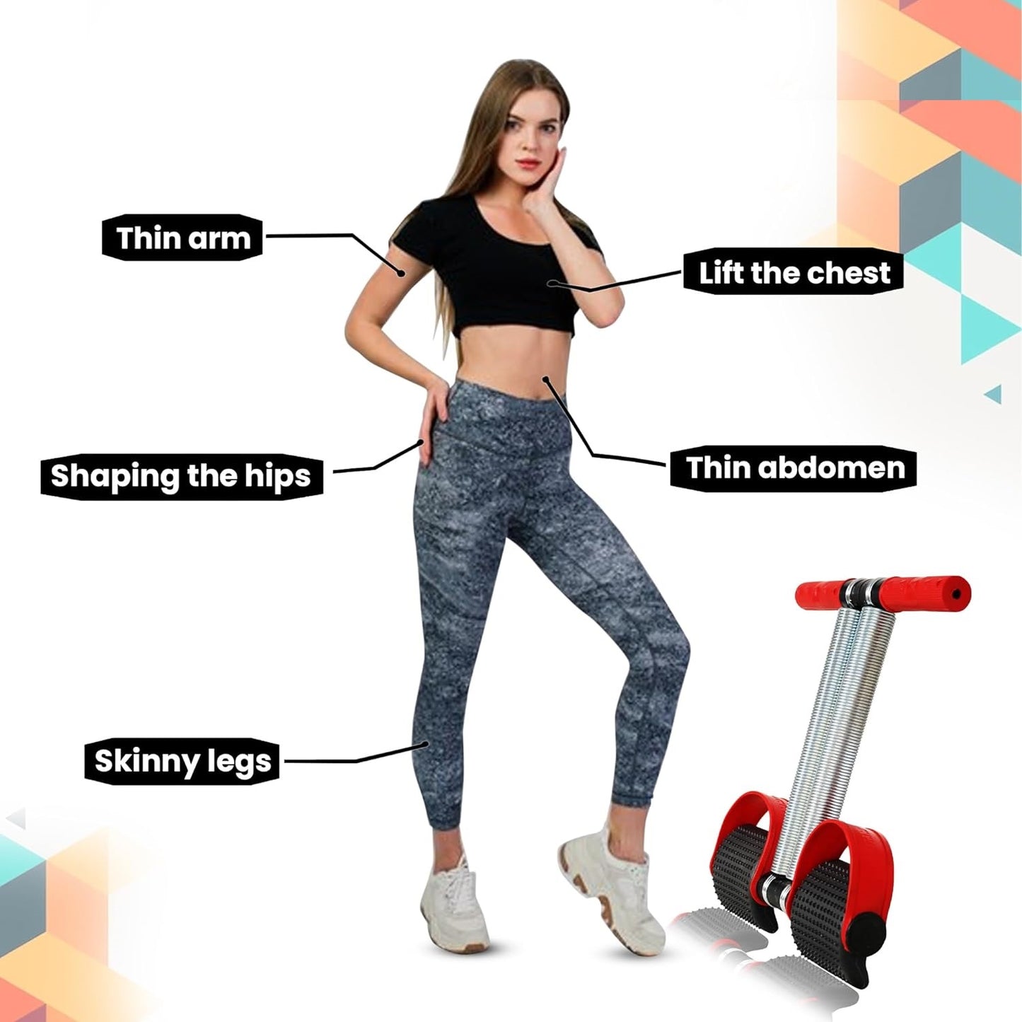 "Premium Double Spring Abdominal Tummy Trimmer for Men & Women - Home Gym Exercise Equipment for Belly Fat, Waist Trimmer, Core Workout Trainer (Red & Black)"