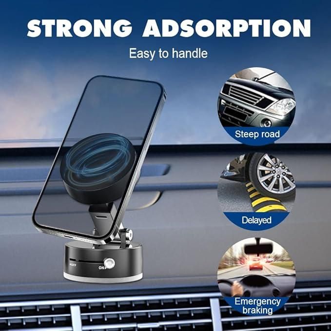 Vacuum Magnetic Phone Holder – Strong Suction, 360° Rotation, Works Anywhere!