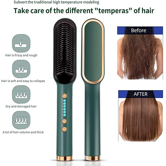 Professional Electric Hair Straightener Comb – Fast Heating Brush for Silky Smooth Hair