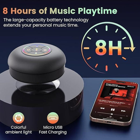 AquaBeats™ Waterproof Bluetooth Speaker – Suction Cup Mount | Deep Bass Sound | Shower & Travel Friendly
