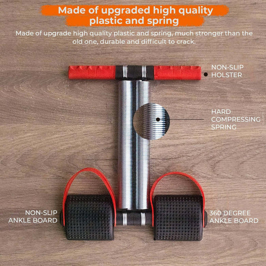"Premium Double Spring Abdominal Tummy Trimmer for Men & Women - Home Gym Exercise Equipment for Belly Fat, Waist Trimmer, Core Workout Trainer (Red & Black)"
