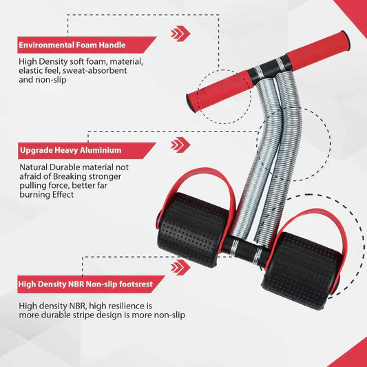 "Premium Double Spring Abdominal Tummy Trimmer for Men & Women - Home Gym Exercise Equipment for Belly Fat, Waist Trimmer, Core Workout Trainer (Red & Black)"