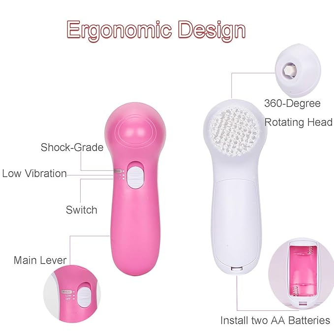 “5-in-1 Electric Facial Cleansing Brush & Massager Deep Massage"