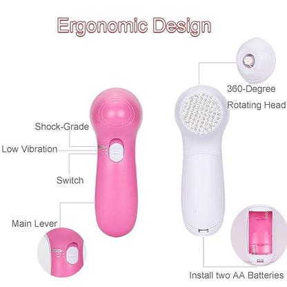 “5-in-1 Electric Facial Cleansing Brush & Massager Deep Massage"