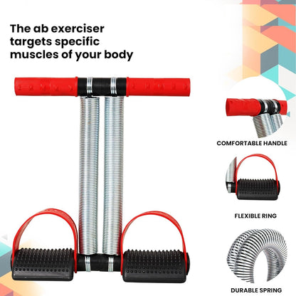 "Premium Double Spring Abdominal Tummy Trimmer for Men & Women - Home Gym Exercise Equipment for Belly Fat, Waist Trimmer, Core Workout Trainer (Red & Black)"