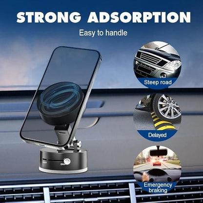 Vacuum Magnetic Phone Holder – Strong Suction, 360° Rotation, Works Anywhere!